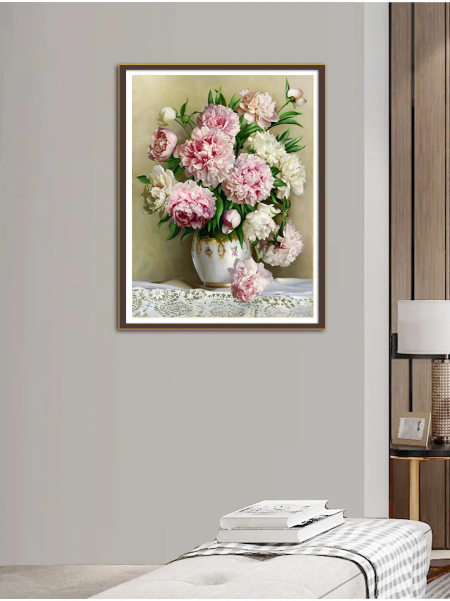 Punto de Cruz: Jarrón Blossom Elegance - 77x60cm