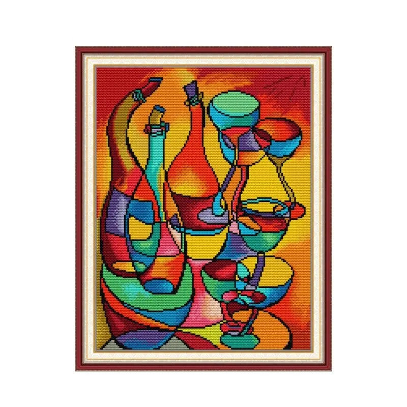 Punto de Cruz: Vino abstracto - 40x30cm