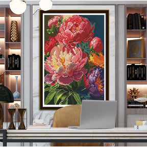 Punto de Cruz: Florales Elegantes - 97x68cm