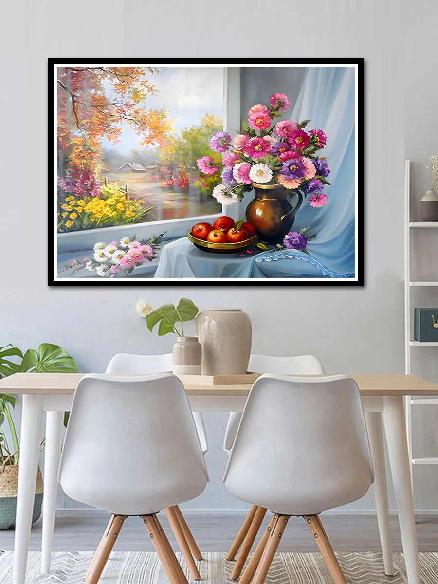 Punto de Cruz: Florero Elegance Blooms - 97x72cm