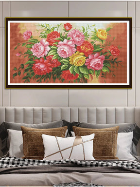 Conjunto de Flores de Peonía - 103x59cm - Coral Artes - MX