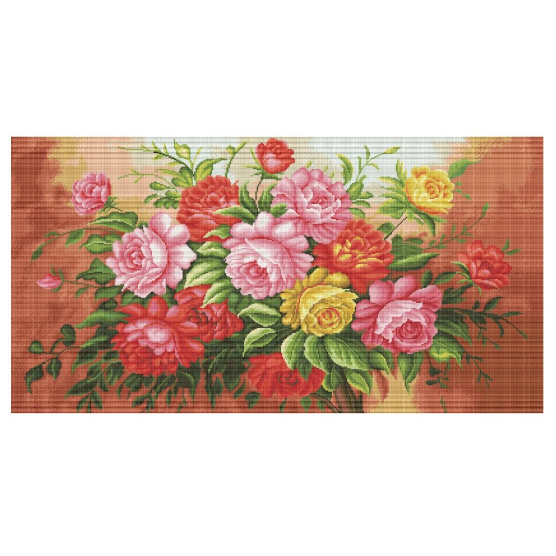 Conjunto de Flores de Peonía - 103x59cm - Coral Artes - MX